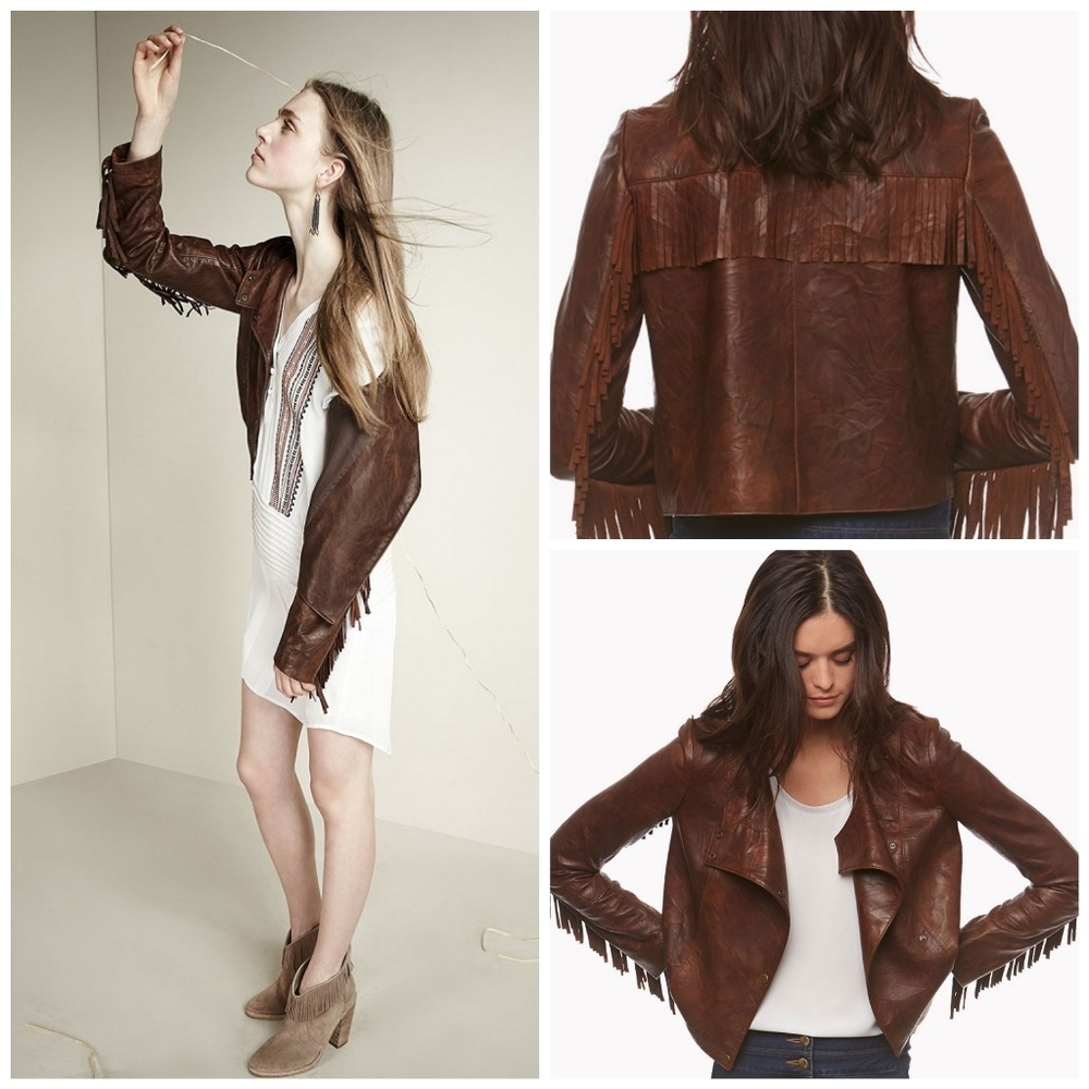 $1,495+ Veronica Beard LEATHER Fringe Jacket - Picture 2 of 7